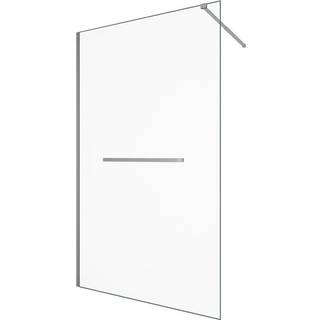 Walk-in-bruseafskærmning med håndklædestang - 120 x 200 cm - Krom - Hærdet glas - KRISTEN