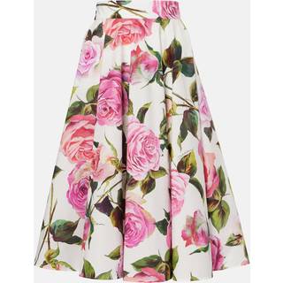 Dolce&Gabbana Floral cotton midi skirt - white - L