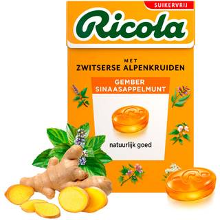 Ricola Ginger Orange Mint Sukkerfri Urtebolsjer 50g