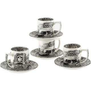 Spode Black Italian espressokop med underkop 4-pak 9 cl