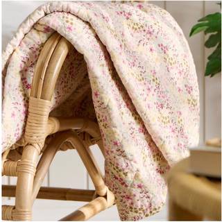 Ib Laursen Quilt m/ lyserøde, blå og grønne blomster