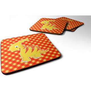 """" Caroline's Treasures Parasaurolophus Dinosaur Foam Coaster Set på 4 3,5 multicolor """"