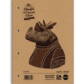 10 x Rhino Recycled kollegieblokke 70g A4 linjeret 4 huller