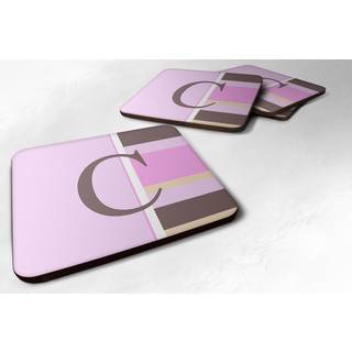 """"Carolines Treasures CJ1005-CFC Monogram-Pink Stripes Foam Coasters (s?t med 4) Startbogstav C 3,5"""""""" H x 3,5"""""""""" B Multicolor""""