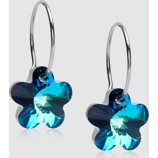 Blomdahl Natural Titanium Ear Ring 14 mm Flower 12 mm, Turquoise