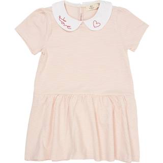 Copenhagen Colors Stribet Poplin-kjole Med Krave Dusty Rose Cream Stripe 128 cm  Lyserød  128 cm  kvinde