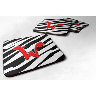 """" Caroline's Treasures CJ1024-WFC Monogram-Zebra Red Foam Coasters (Sæt med 4) indledende bogstav W 3.5 """" ""H X 3,5"" """" ""W Multicolor"" ""