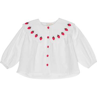 Flöss Everlyn Blouse Bright White Berry 86 cm  Hvid  86 cm  kvinde