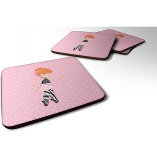 """" Caroline's Treasures Ballerina Red Head Releve Foam Coaster Set på 4 3,5 multicolor """"