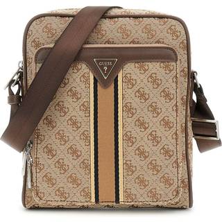 Guess Milano 4G Jacquard Stripe Crossover taske lysebrunt