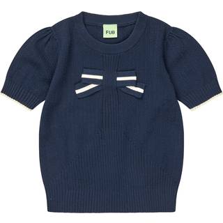 FUB Strikket Kortærmet Sweater Dark Navy 110 cm  Marineblå  110 cm  kvinde
