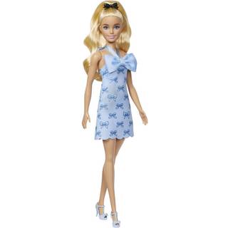 Barbie Fashionistas - blond dukke med blå kjole og langt hår