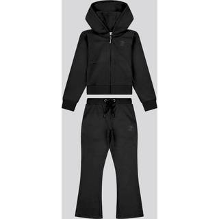Juicy Couture Juicy Couture Black Girls Diamante Zip-Thru Hoodie & Bootcut Joggers Set