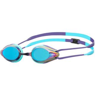 ARENA Tracks Unisex Voksen Essentielle Konkurrence-Svømmebriller - FINA-godkendte, anti-fog spejllinse, turkis/fremtidig skumring