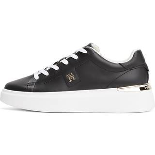 Tommy Hilfiger Tommy Hilfiger Black Leather Monogram Court Trainers