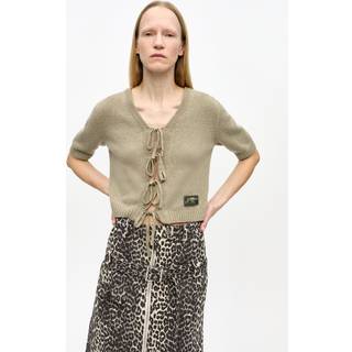 Future Wool Mix Short Sleeve Cardigan - Dusty Olive