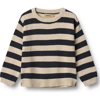 Wheat GOTS Morgan Strikket Sweater Navy Stripe 98 cm  Marineblå  98 cm  mand