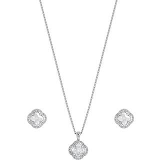 Jon Richard Jon Richard Silver Tone Cubic Zirconia Clover Set
