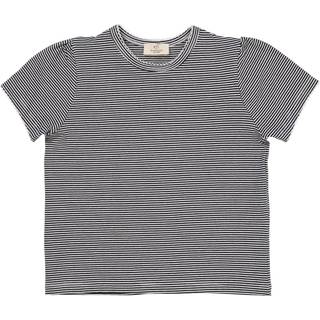 Copenhagen Colors Stribet T-shirt Med Flæseærmer Navy Cream Stripe 80 cm  Blå  80 cm  mand