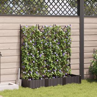 Havekrukke med trellis 3 pcs Brun 120 x 40 x 125.5 cm PP