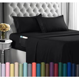 Utopia sängkläder queen size Sheet Set Soft Microfiber 4 Piece Hotel Luxury sängkläder med djupa fickor - broderade kuddfodral - Sidan förvarings