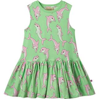Småfolk Dolphins Ærmeløs Kjole Minty Green Tea 1-2 Y  Grøn  1-2 år  kvinde