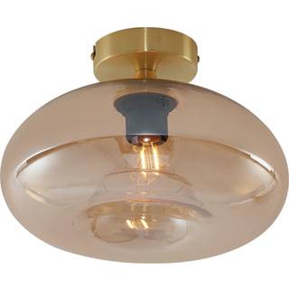 Art Deco loftslampe messing med ravglas - Busa