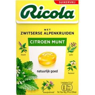 Ricola Lemon Mint Sukkerfri Urtebolsjer 50g
