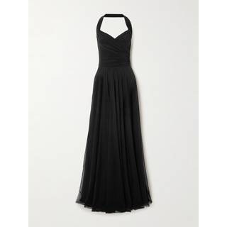 Norma Kamali Cayla draped mesh maxi dress - black - S