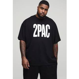 Mens Black Plus Oversized Tupac License Print T-Shirt