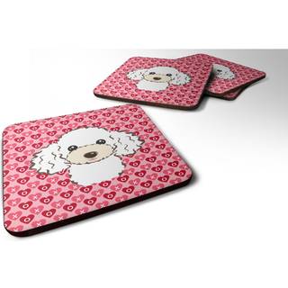"""" Caroline's Treasures White Poodle Hearts Foam Coaster Set på 4 3,5 multicolor """"