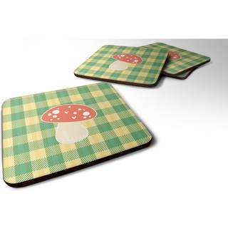 """" Caroline's Treasures Mushroom Foam Coaster Set på 4 3,5 multicolor """"