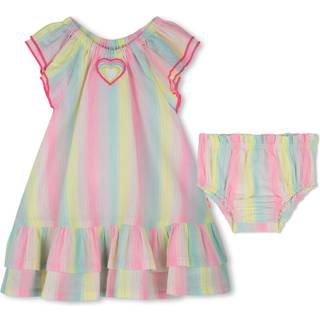 Billieblush Billieblush Pink Stripe Frill Sleeve Ruffle Baby Dress And Bloomer Set