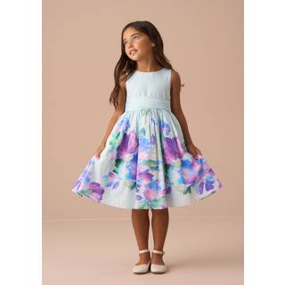 Angel & Rocket Angel & Rocket Green Elisa Print Border Bow Back Dress