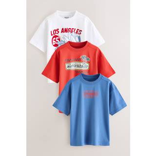 Next Red/Blue/White Truck Relaxed Fit Graphic Print Short Sleeve T-Shirts 3 Pack (3-16yrs)
