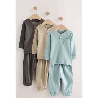 Next Black/Grey Ribbed Grandad Oversized Pyjamas 3 Pack (9mths-12yrs)