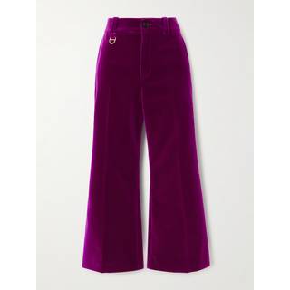 ChloÃ© Cotton velvet cropped bootcut pants - purple - M