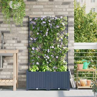 Havekrukke med trellis 2 pcs Grå 80 x 40 x 143 cm PP