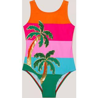 Monsoon Monsoon Pink Colourblock Palm Sequin Swimsuit