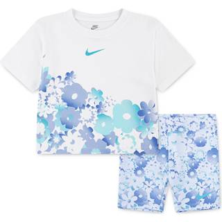 Nike Nike Blue Little Kids Flowral T-Shirt And Shorts Set