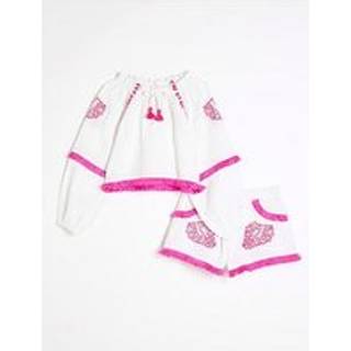 River Island River Island White Girls Embroidered Shorts Set