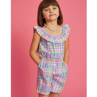 Angels By Accessorize Angels By Accessorize Black Floral Embroidered Check Bardot Girls Playsuit