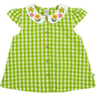 Frugi Frugi Green Gingham Flower Collared Shirt