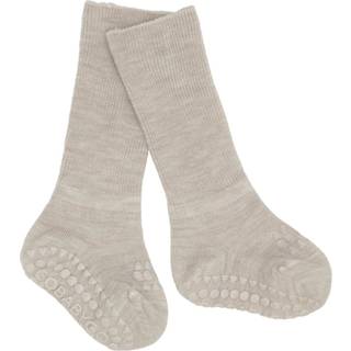 Non-Slip Merino Wool Strømper, Sand, 17-19