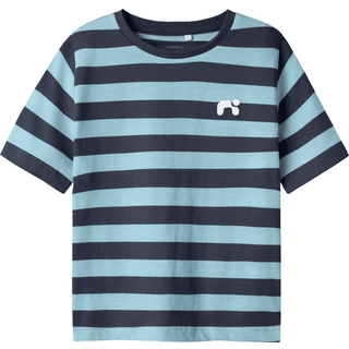 Name It T-shirt Aquatic Med Striber - Str. 7-8y 122/128cm