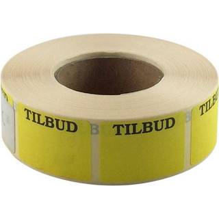 Rabatetiket TILBUD 25x35mm gul 1000stk