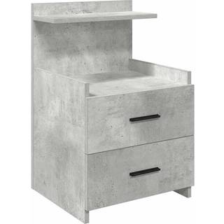sengebord med 2 skuffer betongrå 40x36,5x62 cm