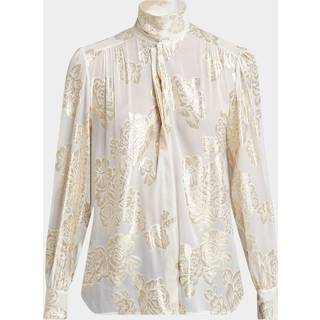 ChloÃ© Floral fil coupÃ© silk-blend lamÃ© blouse - white - S