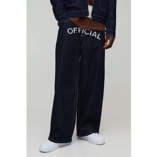 Mens Indigo Relaxed Fit Official Printed Jeans