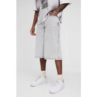 Mens Ice Grey Tall Ice Wash Relaxed Fit Jorts
